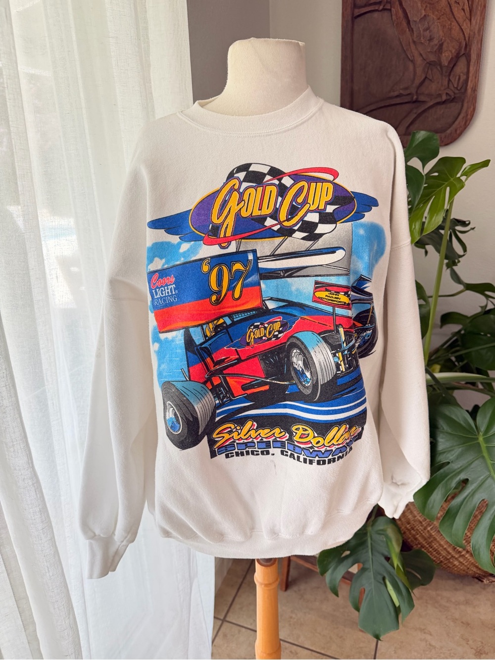 Vintage 1997 Gold Cup Silver Dollar Speedway Sweatshirt Chico CA L